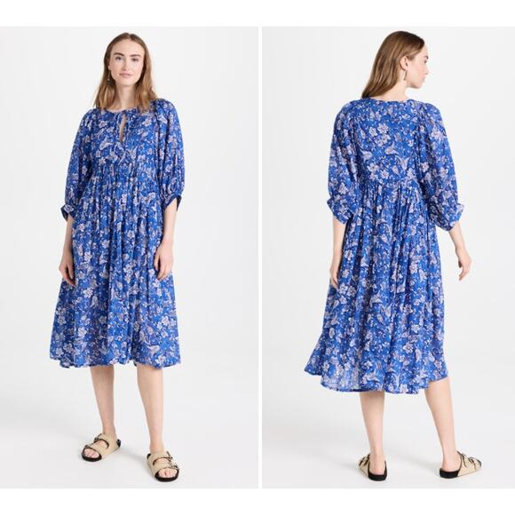 SUNDRY US Size XL /14 Blouson Sleeve Midi Cotton Dress New With Tags - Picture 3 of 15